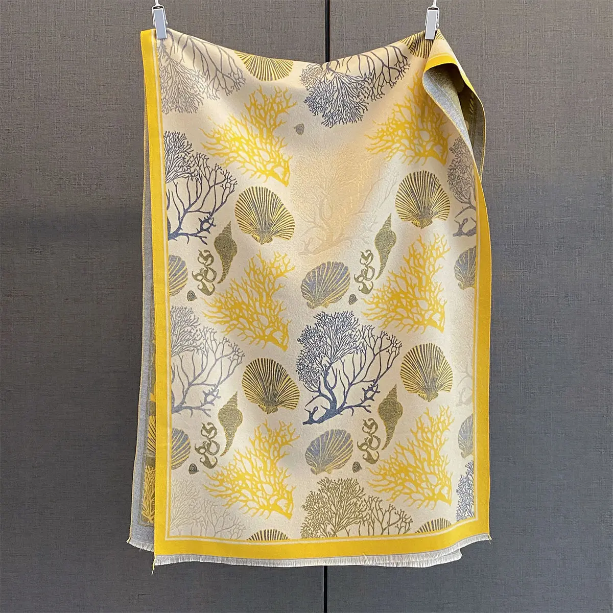 New Brand Elegance Double-sided Print Scarf Soft Warm Pashmina Long Tassel Shawl Autumn and Winter Coldproof Windproof Blanket