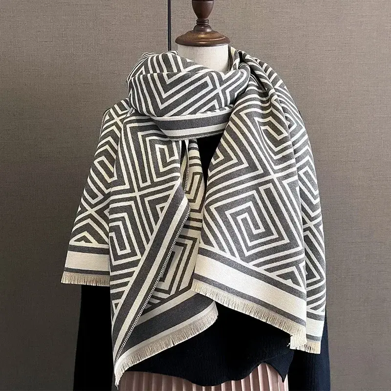 2025 New Women's Scarf Luxury Design Double Sided Cashmere Feel Scarf Warm Scarf Shawl Pashmina Blanket Stoles