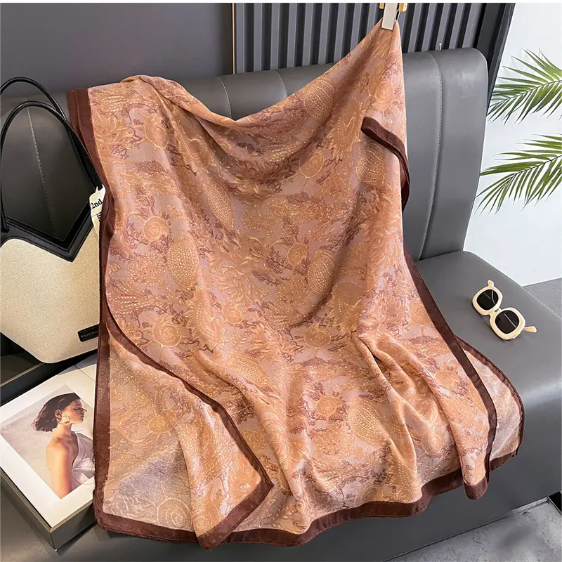New Spring Women Cotton Scarf Beach Hijab Shawls and Wraps 2025 Luxury Brand Flower Female Foulard Echarpe Designer Bandana