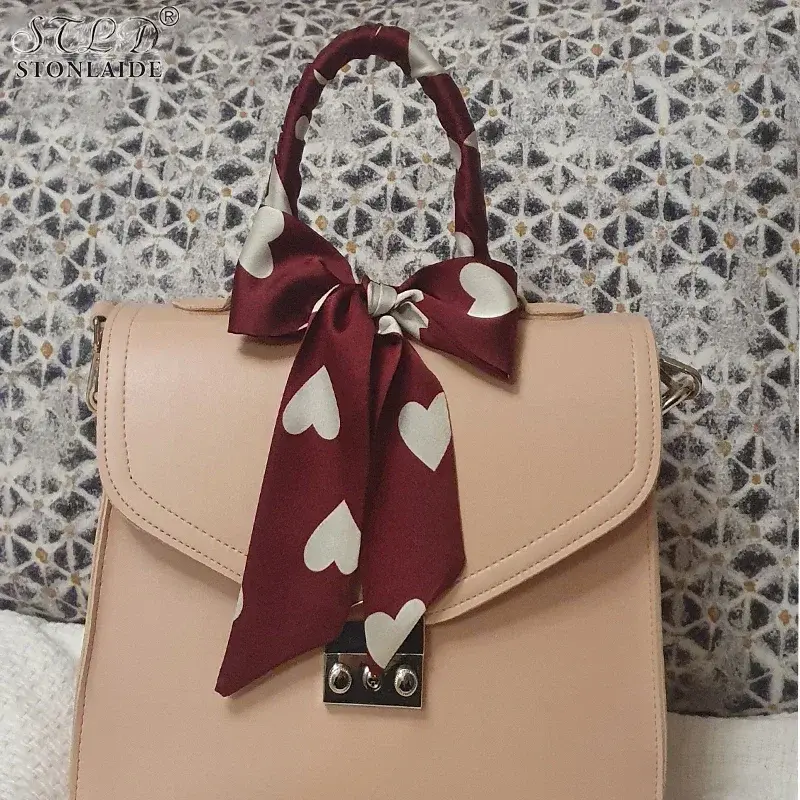 Summer Women Imitation Silk Dress Belt Variety Cute Double Printing Women Neckerchiefs Travel Bag Hats Ribbons Ladies Scarves