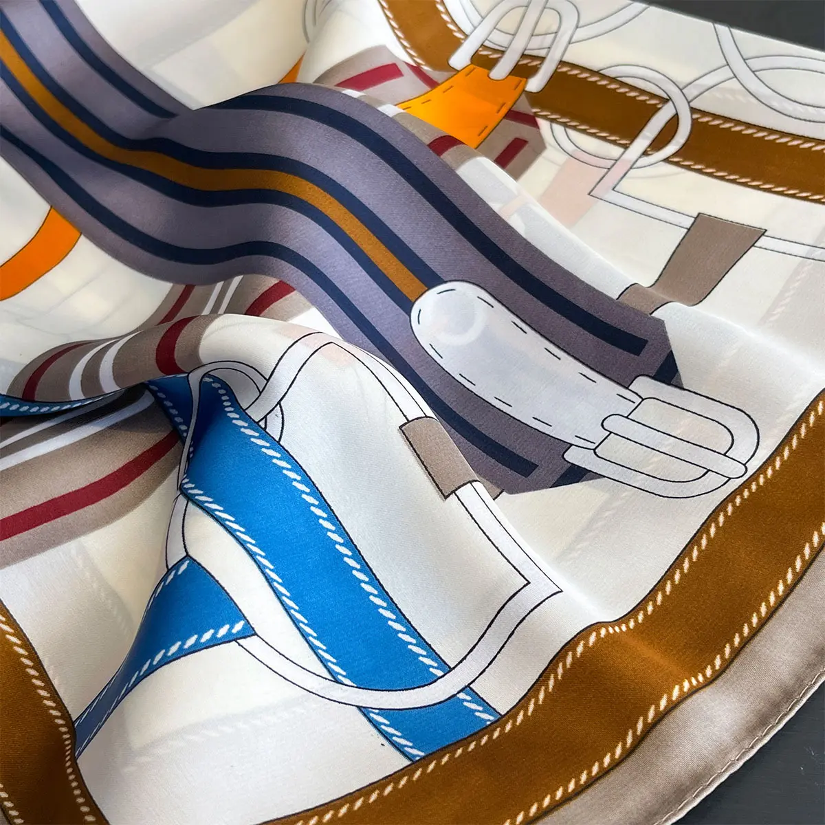 Luxury Fashion Print 70*70cm Silk Square Scarf Women Soft Satin Hairband Neckerchief Tie Female Headband Foulard Bag Ribbon