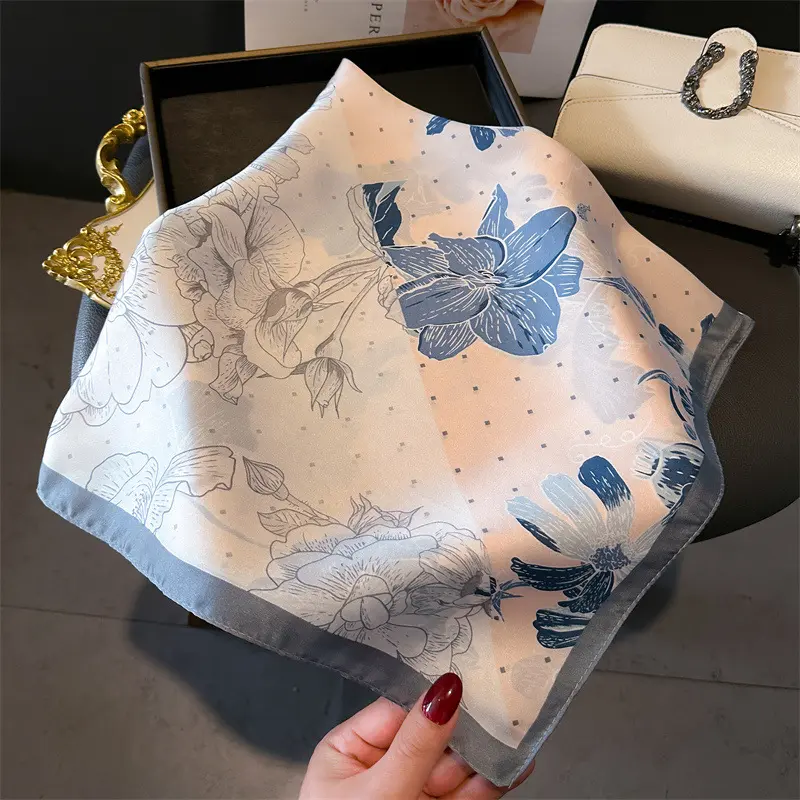 Luxury Brand Square Scarf Women Satin Silk Feeling Shawls Neckerchief Casual Beach Scarves Bandana Hair Tie Hjiab Foulard