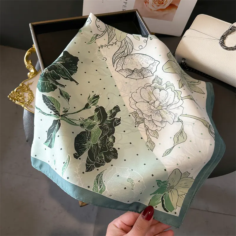 Luxury Brand Square Scarf Women Satin Silk Feeling Shawls Neckerchief Casual Beach Scarves Bandana Hair Tie Hjiab Foulard