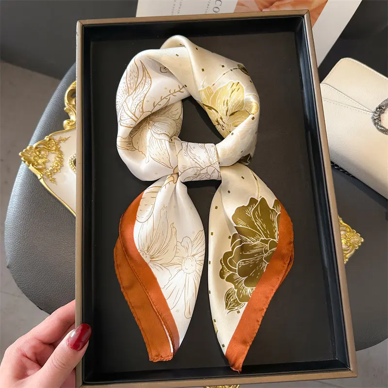 Luxury Brand Square Scarf Women Satin Silk Feeling Shawls Neckerchief Casual Beach Scarves Bandana Hair Tie Hjiab Foulard