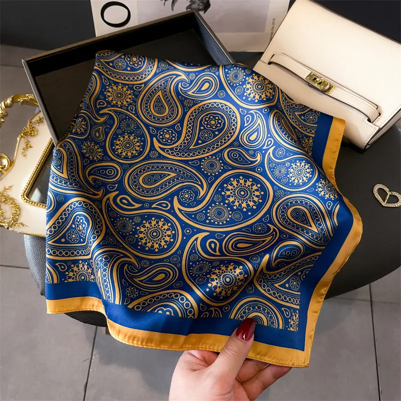 Imitation Silk Square Scarf Women Luxury Print Satin Kerchief Hairband Neckerchief Head Hijab Lady Headband Foulard Bag Ribbon