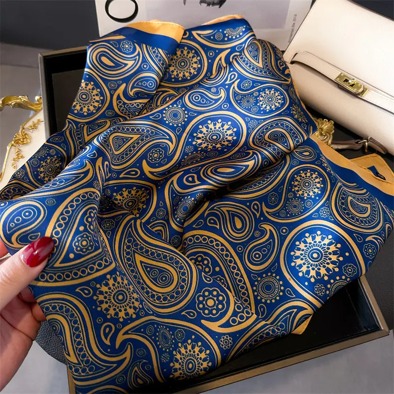 Imitation Silk Square Scarf Women Luxury Print Satin Kerchief Hairband Neckerchief Head Hijab Lady Headband Foulard Bag Ribbon