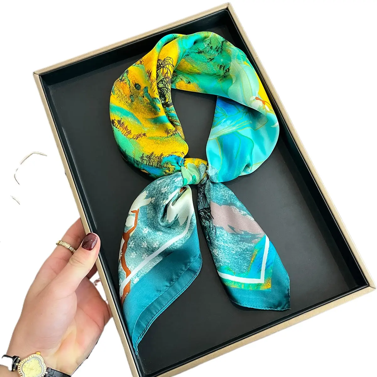 70cm Square Scarf Women Imitation Silk Hairbands Foulard Neckerchief Female Shawls Wraps Bandanas