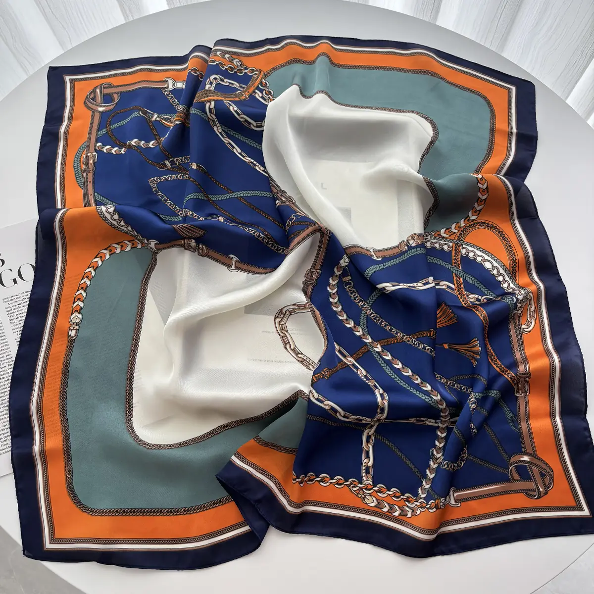 Luxury Fashion Print Square Scarf Women Satin Feel Scarves Bandana Hijab Neckerchief Shawl Kerchief Hair Band Foulard Lady