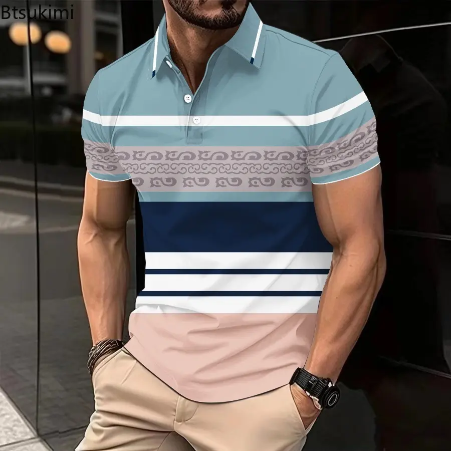 New 2025 Summer Men's Casual Sports Short Sleeved Polo Shirt Fashion and Comfortable T-Shirt Men Breathable Polo Shirt Male Tees