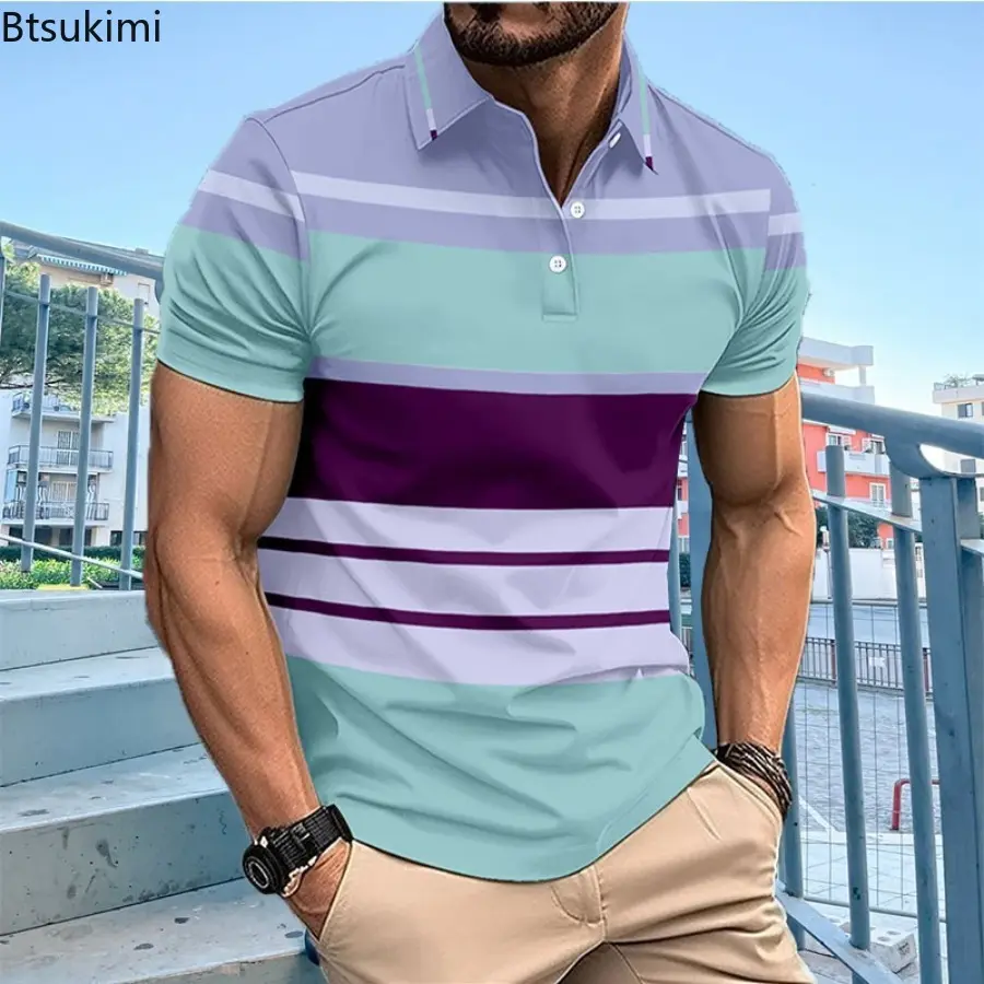 New 2025 Summer Men's Casual Sports Short Sleeved Polo Shirt Fashion and Comfortable T-Shirt Men Breathable Polo Shirt Male Tees