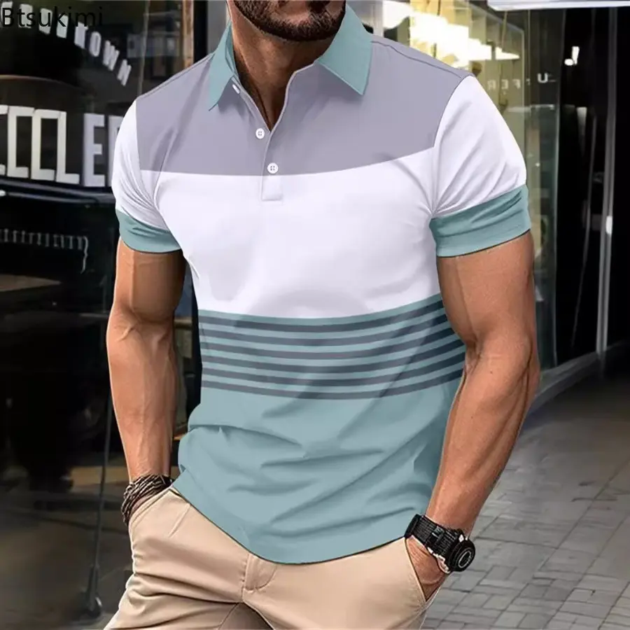 New 2025 Summer Men's Casual Sports Short Sleeved Polo Shirt Fashion and Comfortable T-Shirt Men Breathable Polo Shirt Male Tees