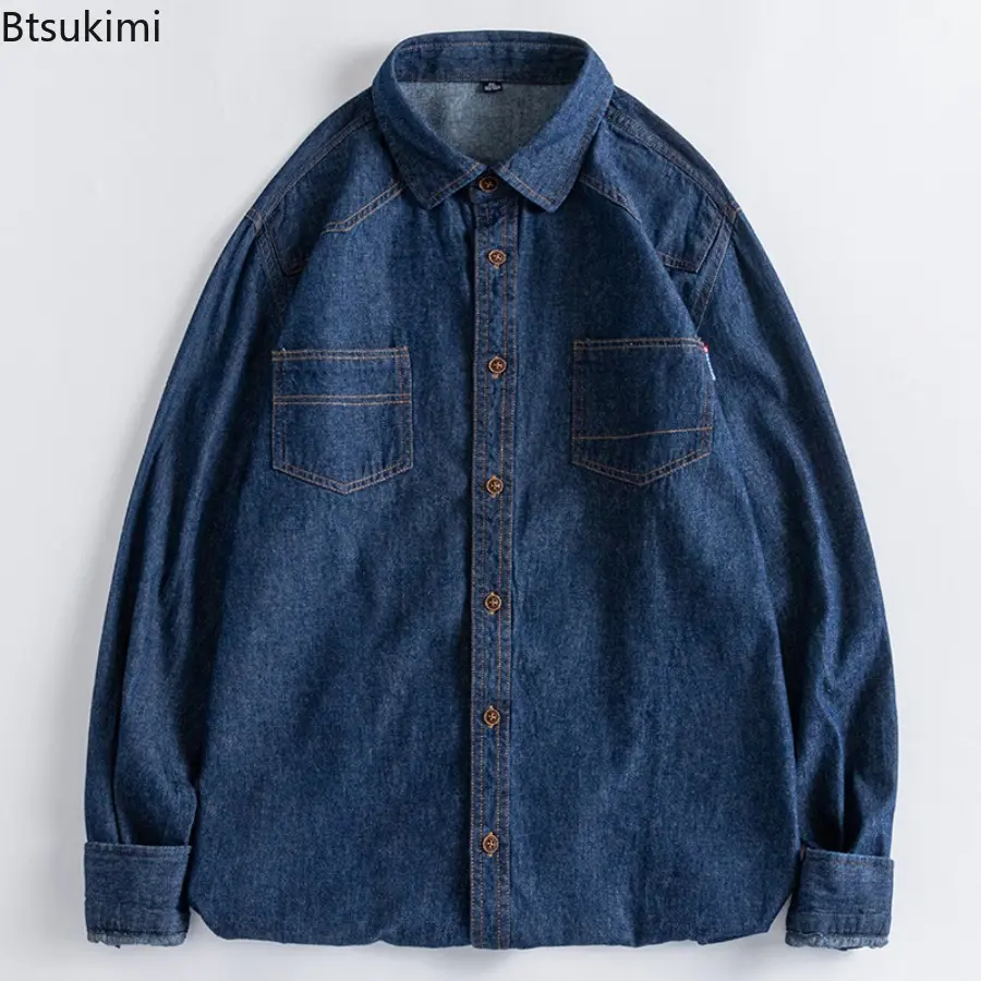Spring Autumn Men's Pure Cotton Denim Thin Jackets Classic Streetwear Multiple Style Oversized Cowboy Youth Blue Shirts Coats