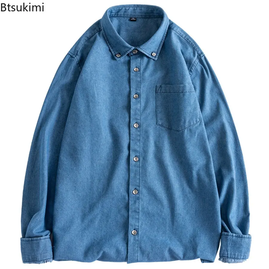 Spring Autumn Men's Pure Cotton Denim Thin Jackets Classic Streetwear Multiple Style Oversized Cowboy Youth Blue Shirts Coats