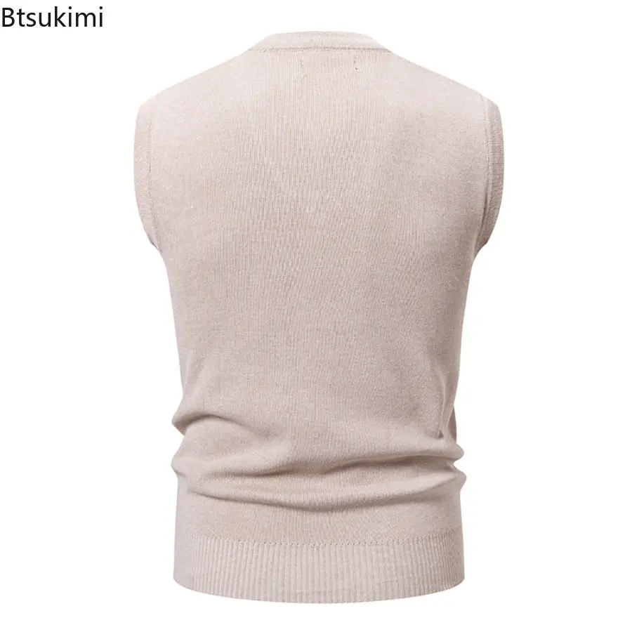2025 Men's Argyle Knitwear Vest V Neck Sleeveless Casual Slim Fit Pullover Knitted Sweater Outdoor Streetwear Casual Tank Tops