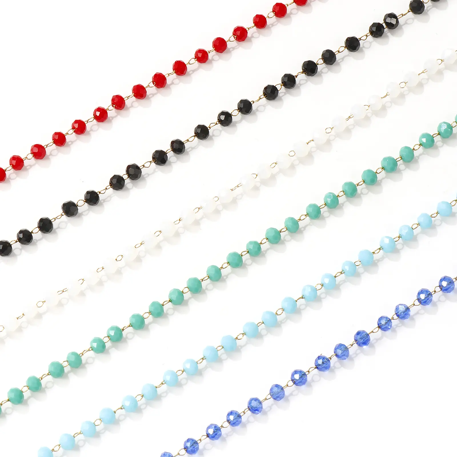 304 Stainless Steel & Crystal 18K Gold Plated Beaded Chain Choker Necklace 38cm(15") + 3cm(1.2") For Women Exquisite Gift