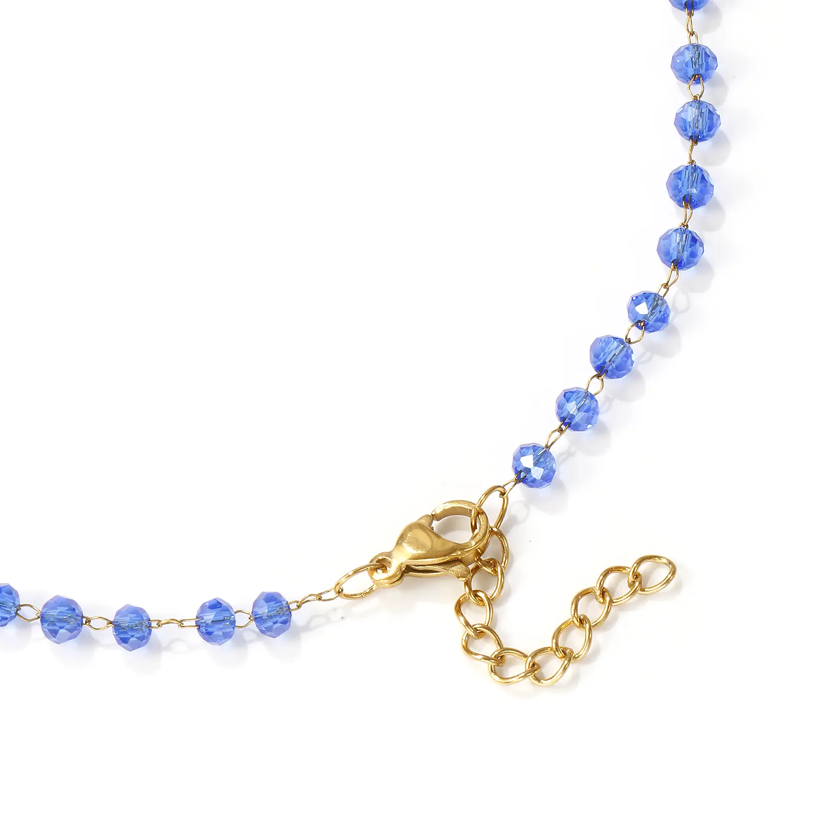 304 Stainless Steel & Crystal 18K Gold Plated Beaded Chain Choker Necklace 38cm(15") + 3cm(1.2") For Women Exquisite Gift