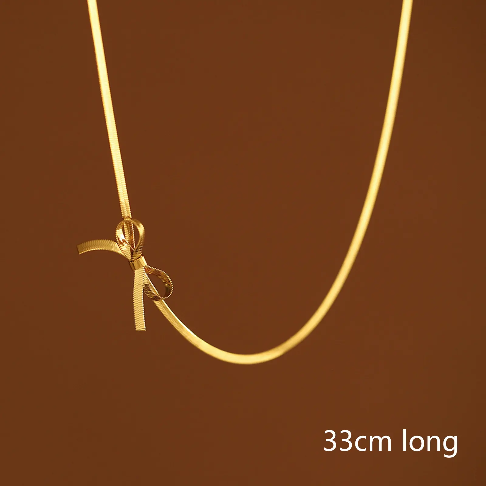 1 Piece Classic 304 Stainless Steel Bow-knot Choker Necklace For Women Jewelry Snake Chain Party Gift Party 33cm long