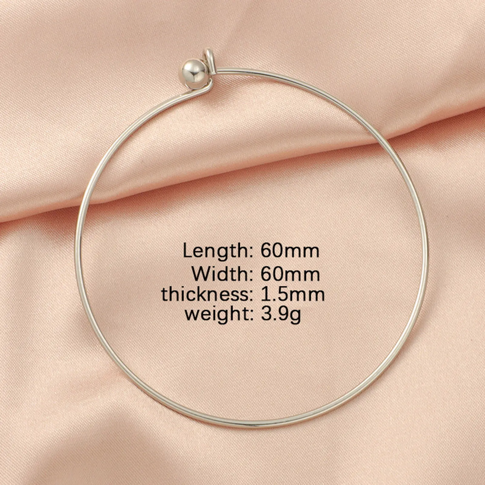 1PC Fashion Stainless Steel Round Ball Bangles Bracelet Simple Metal Expandable Bracelet Women Party Jewelry Trend Gift 6cm Dia.