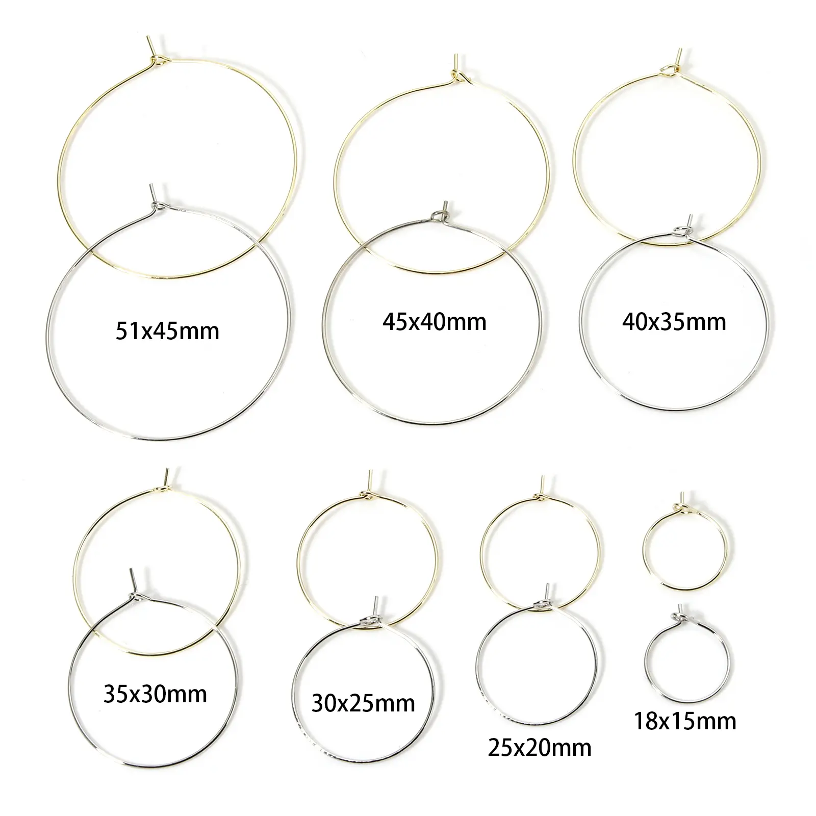 10 Piece Brass Hoop Earrings Real Gold Plated Round Earring Findings For Women Men Jewelry Making Gifts