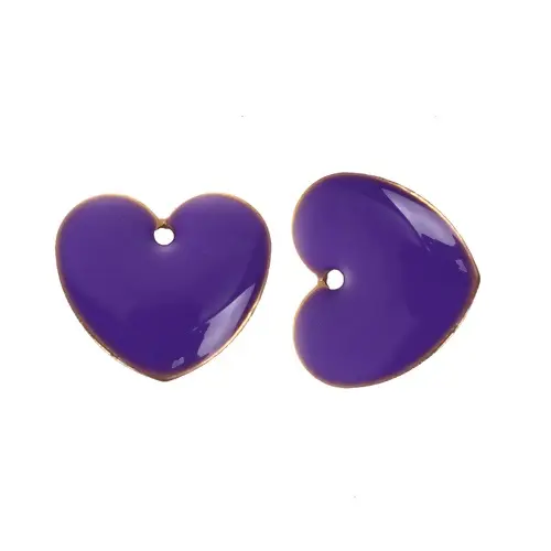 Fashion Heart Enamel Pendants Copper Enamelled Double Sided Sequins Charms Unplated For DIY Jewelry Makings 16*16mm,10 Pcs