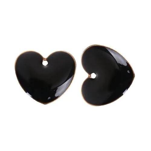 Fashion Heart Enamel Pendants Copper Enamelled Double Sided Sequins Charms Unplated For DIY Jewelry Makings 16*16mm,10 Pcs