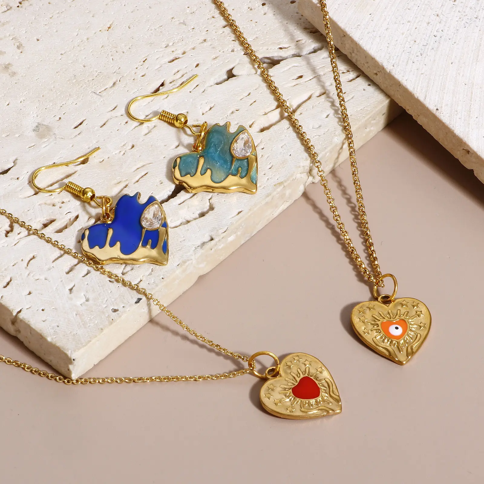 1 PCs 304 Stainless Steel Heart Evil Eye Charms Enamel Religious Pendants Valentine's Day For Jewelry Making Diy Accessories