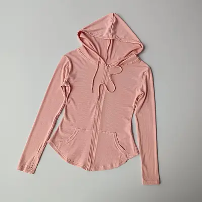 Slim Fitting Long Sleeve Autumn Drawstring Hooded Sports Coat Women's 2021 Autumn New Slim Fitness Clothes Running Casual Top