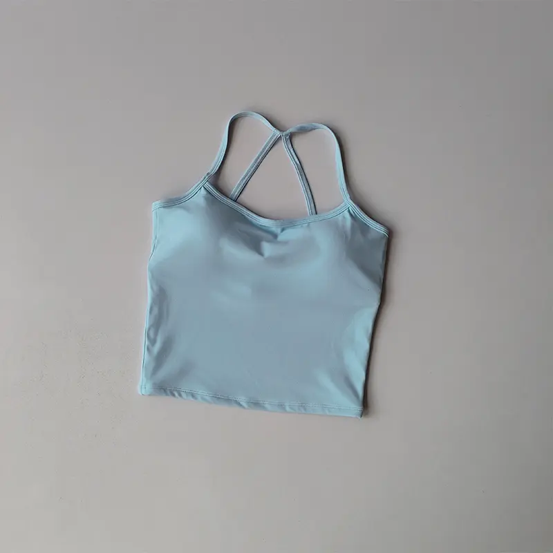 New Yoga Suit Vest for Women with Chest Pads Thin Strap Yoga Fitness Pilates Bra Running Professional Training Underwear