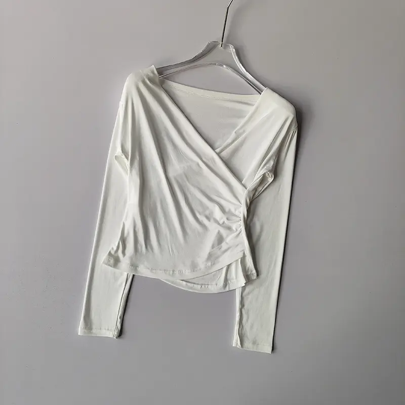 V-neck Long Sleeved Yoga Suit T-shirt for Slimming and Running Training Fitness Suit as a Base Worn Externally Women Clothing