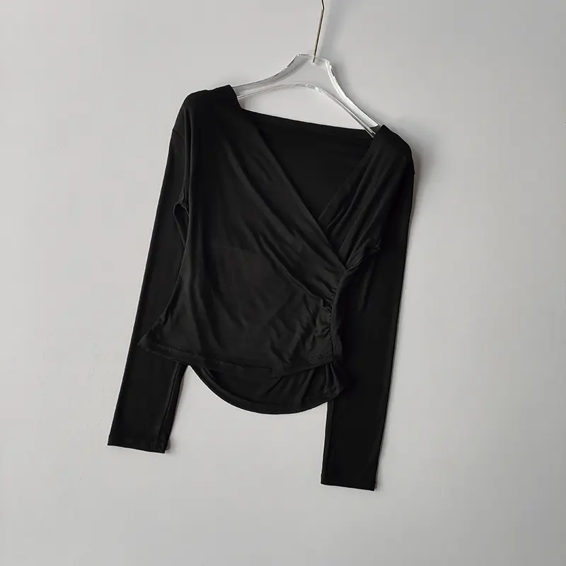 V-neck Long Sleeved Yoga Suit T-shirt for Slimming and Running Training Fitness Suit as a Base Worn Externally Women Clothing