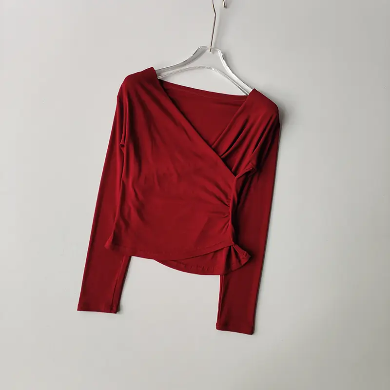 V-neck Long Sleeved Yoga Suit T-shirt for Slimming and Running Training Fitness Suit as a Base Worn Externally Women Clothing