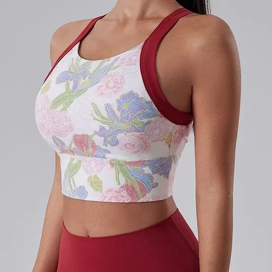 Suspender Beautiful Back Lingerie Women's One-piece Fixed Cup Shock-proof Gathering Sexy Printed Wide Shoulder Strap Bra