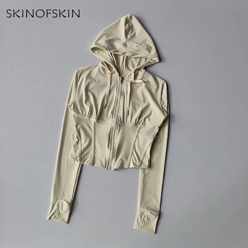 Zipper Sports Hoodie Short Style Slimming Jacket Women's Outdoor Running Yoga Suit Quick Drying Fitness Top Long Sleeved Autumn