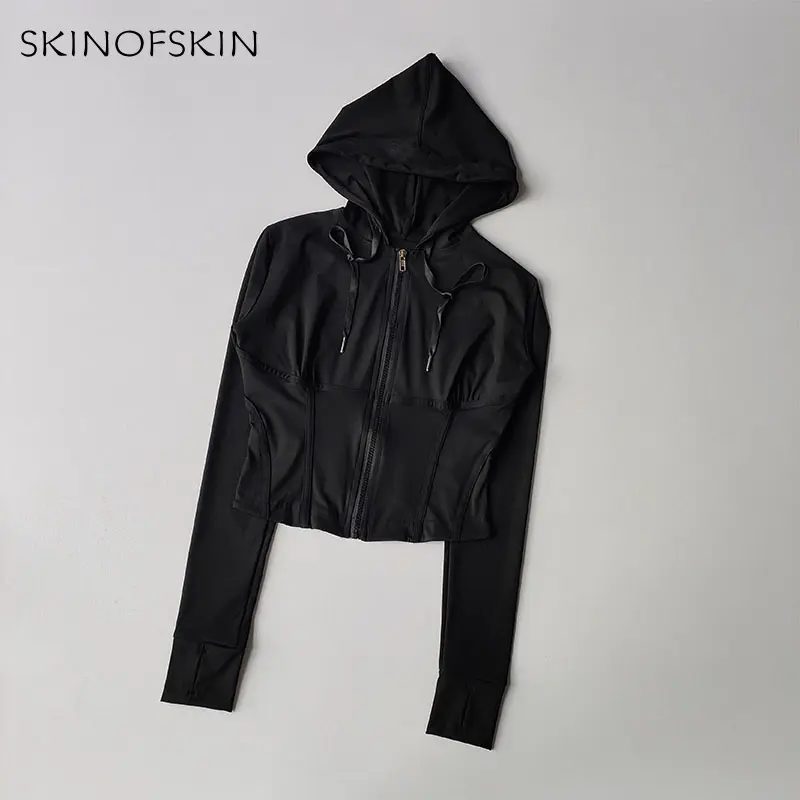 Zipper Sports Hoodie Short Style Slimming Jacket Women's Outdoor Running Yoga Suit Quick Drying Fitness Top Long Sleeved Autumn