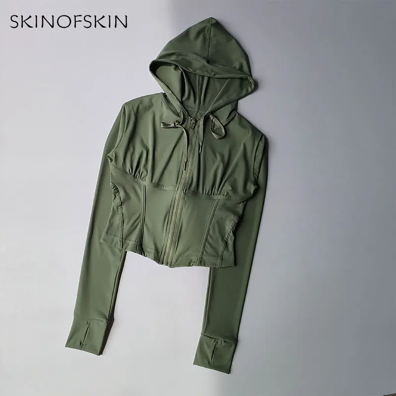 Zipper Sports Hoodie Short Style Slimming Jacket Women's Outdoor Running Yoga Suit Quick Drying Fitness Top Long Sleeved Autumn