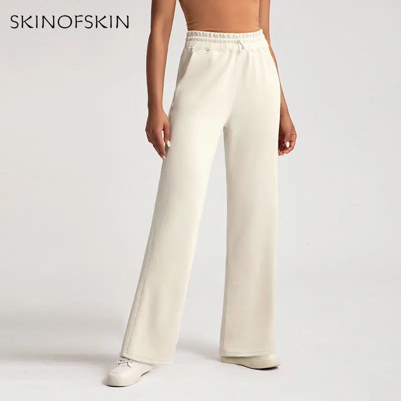 High Quality Sand Washed Modal Yoga Pants Women Air Layer High Waisted Leggings Loose Straight Leg Running Sports Leisure Pants