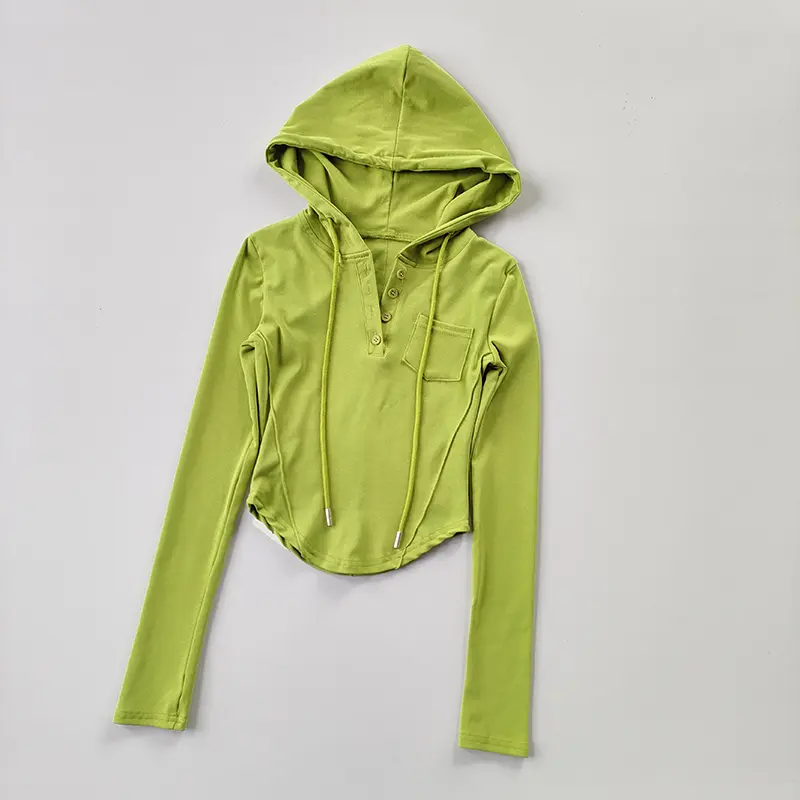 Women Gym Hooded Casual Sports Sweater Crop Top Fat Dry Threaded Slim Slim Pullover Running Yoga Shirt Long Sleeve Clothing