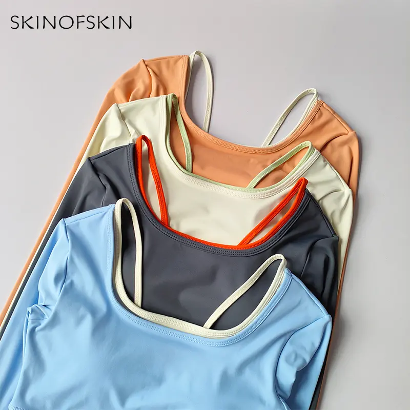 Yoga Clothes Long Sleeved Women's One-piece Cup Crop Top Slimming Quick Drying Running Training T-shirt Sports Fitness Clothes