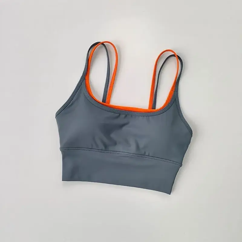 New Sports Bras Color-blocking Vest Shock-proof Breast-collar Workout Underwear Running Fitness Yoga Suspender Top Suit Clothes