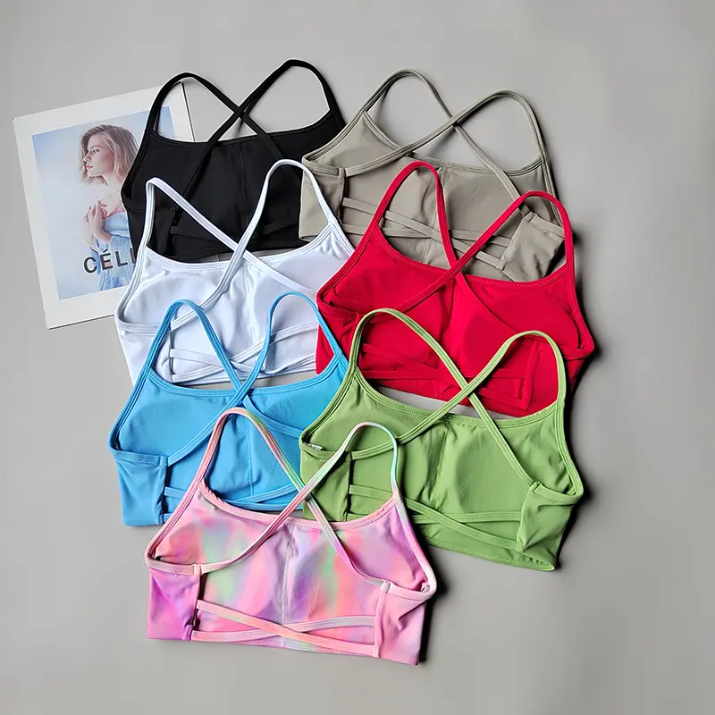 Solid Color Soft High Strength Women Fitness Bra Tight Sport Top Gym Top Training Gym Yoga Underwear Tight With Chest Pad Suit