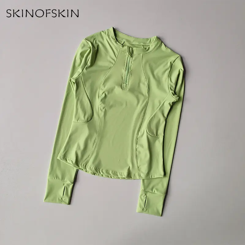 Fitness Top Women's Autumn Elastic Half Zipper Slimming Quick Drying Sports T-shirt Running Fitness Yoga Clothing Long Sleeves