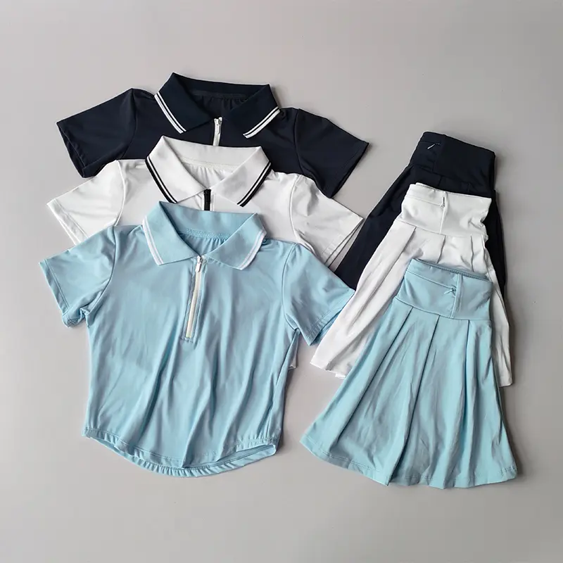Tennis Skirt for Women in Summer Yoga Suit Short-sleeved T-shirts Marathon Badminton Golf Suit Sports Skirt Top Fitness Set
