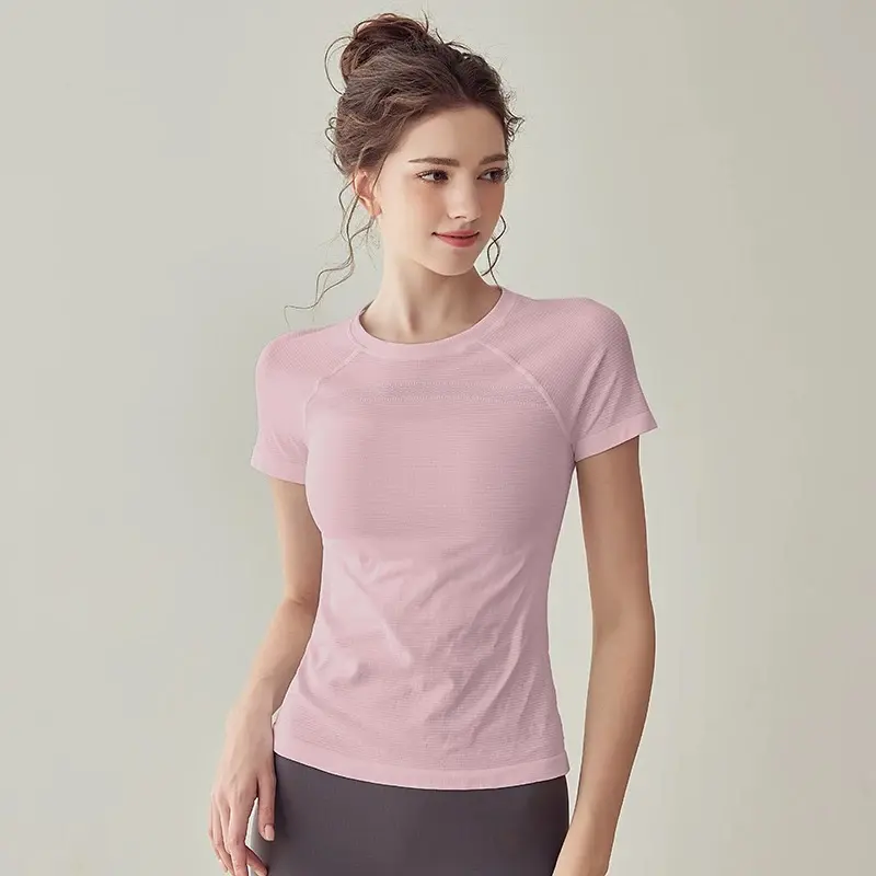 Sports Tops Quick-drying Women's Fitness Running Yoga Short Sleeve Moisturizing Wounding Elastic Breathable Yoga Suit T-shirt