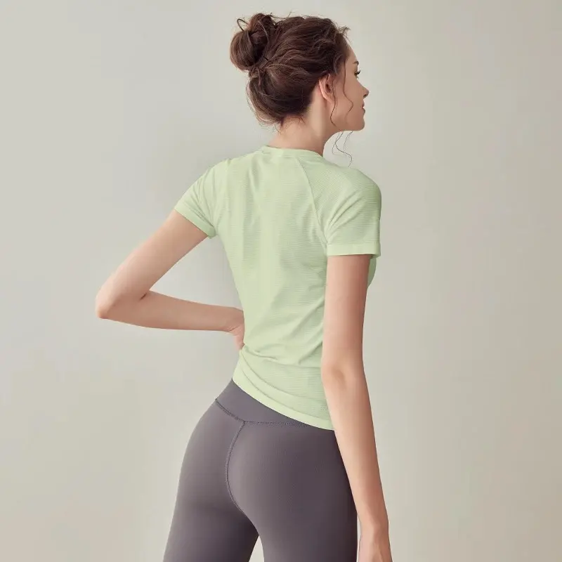 Sports Tops Quick-drying Women's Fitness Running Yoga Short Sleeve Moisturizing Wounding Elastic Breathable Yoga Suit T-shirt