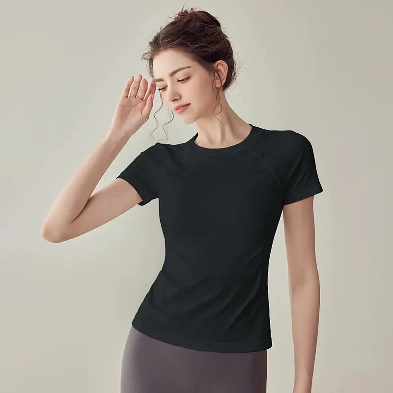 Sports Tops Quick-drying Women's Fitness Running Yoga Short Sleeve Moisturizing Wounding Elastic Breathable Yoga Suit T-shirt