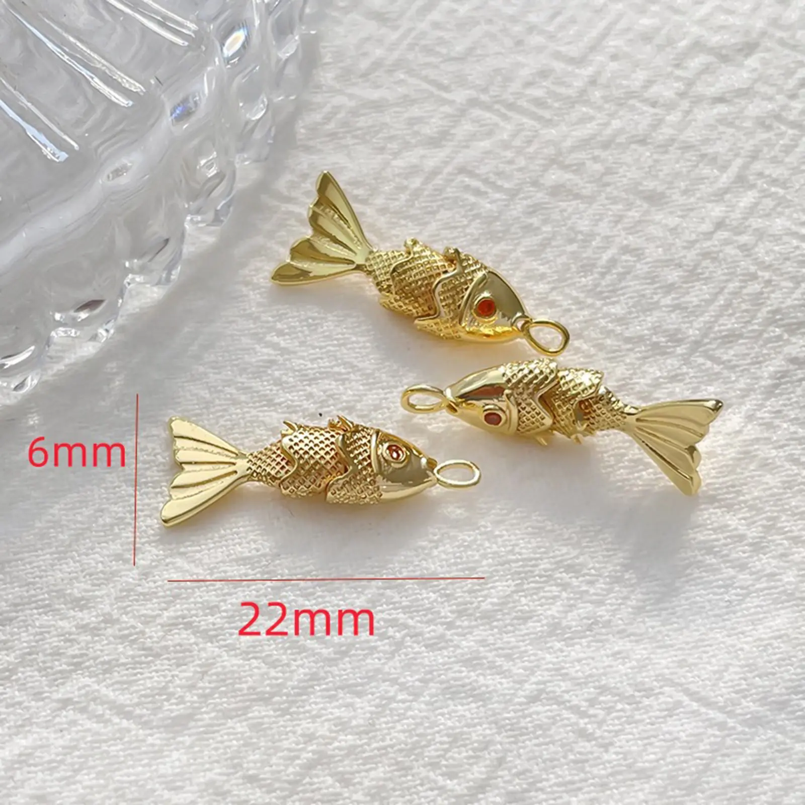 1 Piece Copper Golden Fish Shaped Pendants Pave Red Zircon Ocean Jewelry Charms For Diy Necklace Making Findings