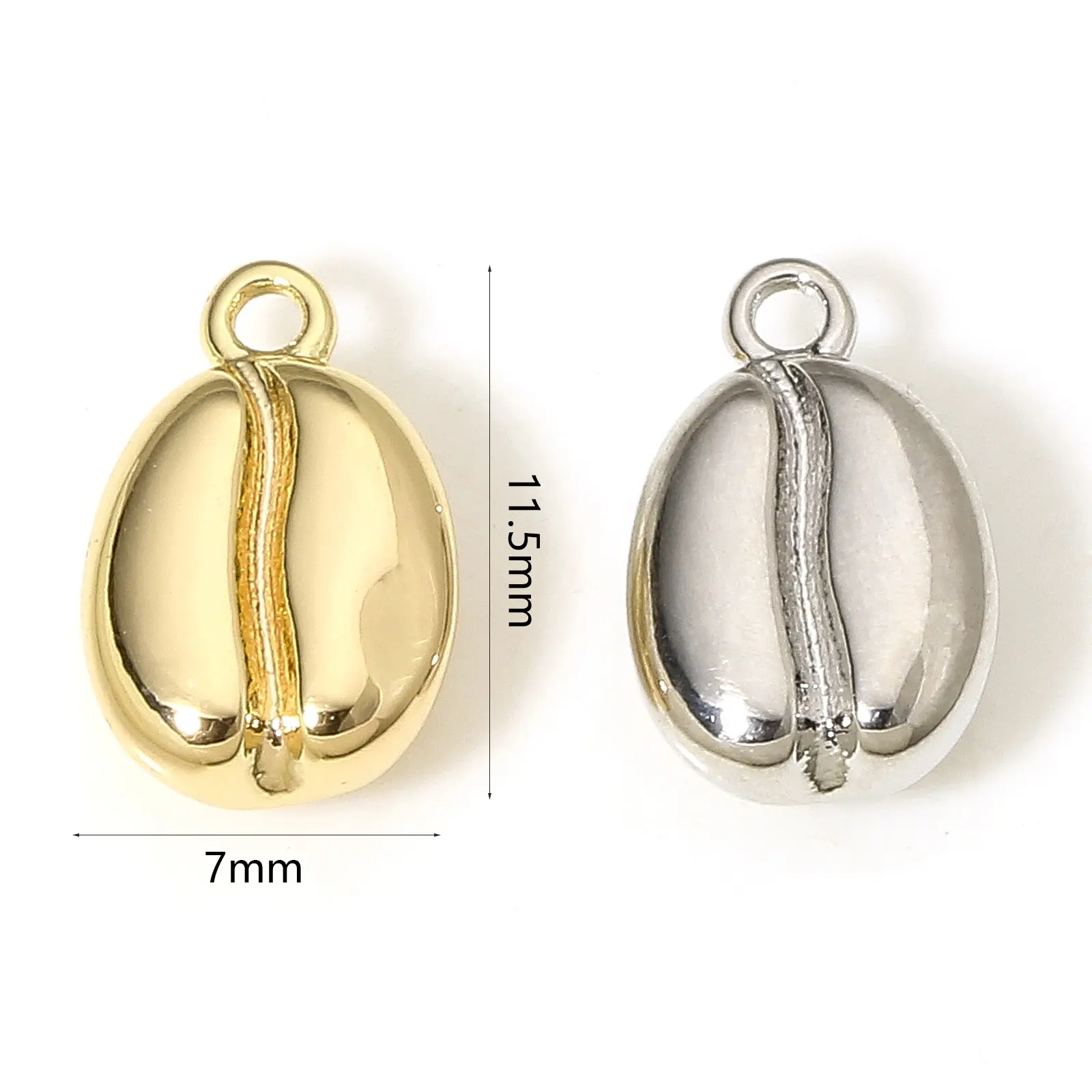 2 Piece Brass Coffee Bean Charms Gold Plated 3D Food Style Pendants For DIY Necklace Jewelry Making Findings 11.5 x 7mm