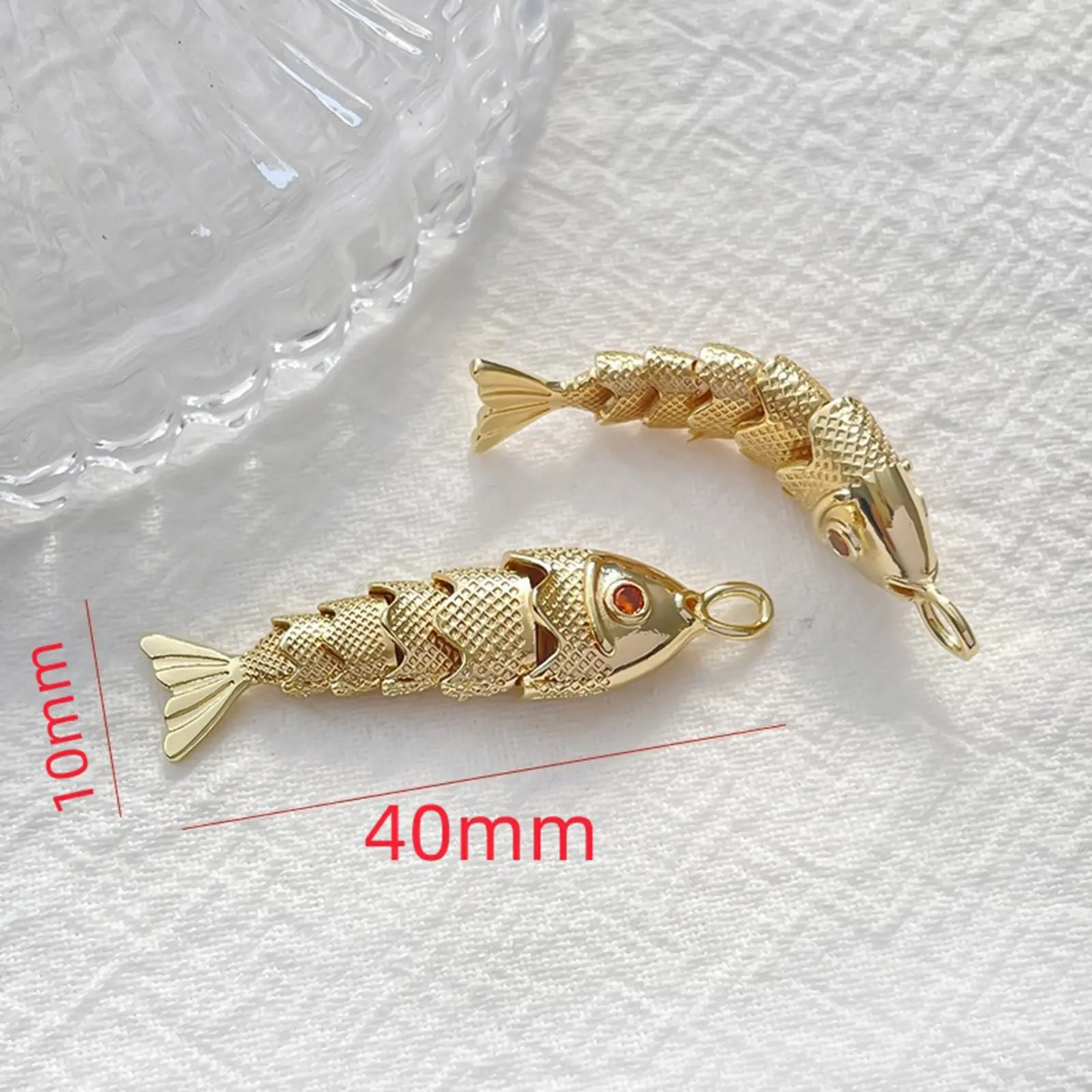 1 Piece Copper Golden Fish Shaped Pendants Pave Red Zircon Ocean Jewelry Charms For Diy Necklace Making Findings