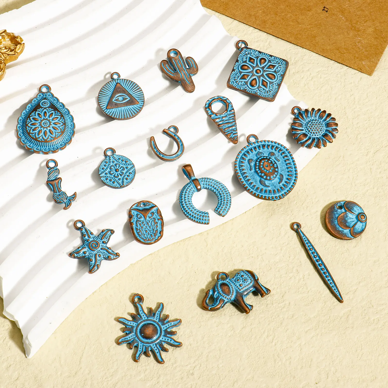 20 PCs Zinc Based Alloy Animal Ocean Jewelry Charms Antique Copper Blue Patina DIY Earrings Necklaces Making Jewelry Findings