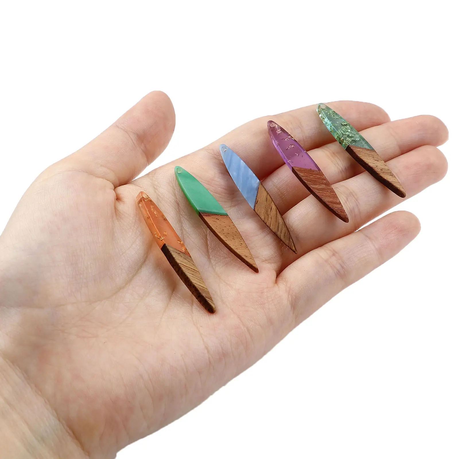 Resin & Wood Wood Effect Resin Pendants Strip Natural Charms For Diy Earrings Necklace Jewelry Making Findings 4.3cmx0.7cm, 3PCs